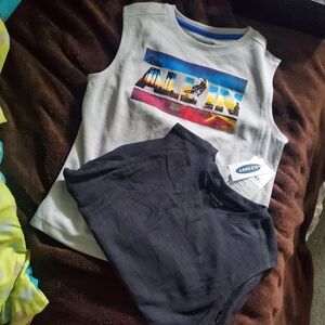 2 Small Old Navy Kids Sleeveless Graphic Tee - White and Black